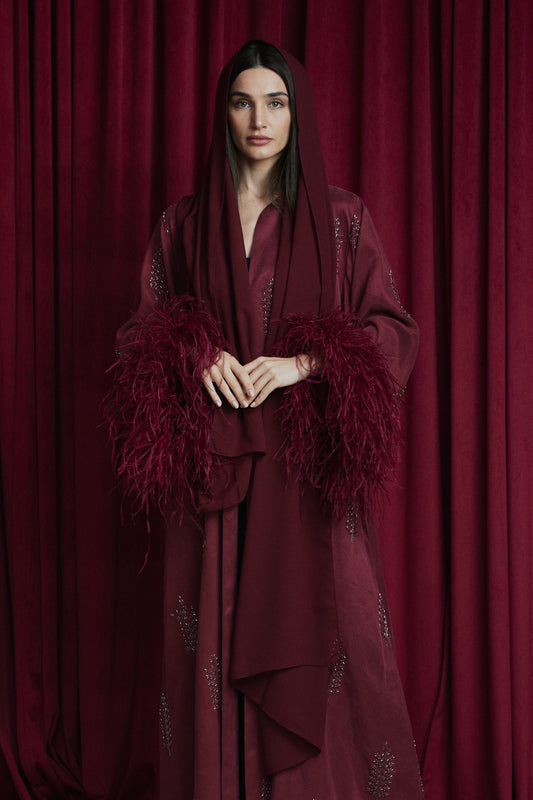 Hand Embroidered Sandwashed Silk Abaya