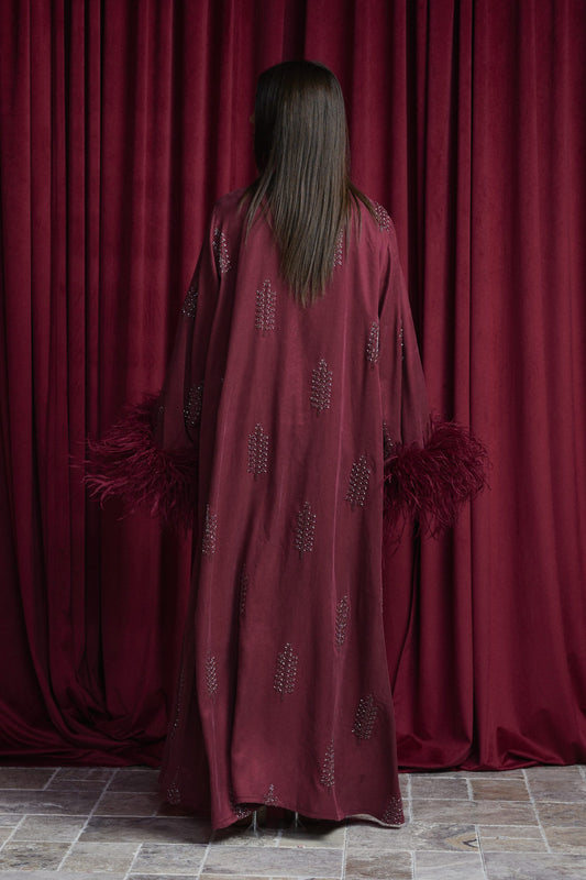 Hand Embroidered Sandwashed Silk Abaya