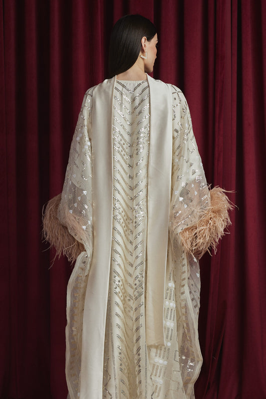 Embroidered Kaftan and Neck Scarf